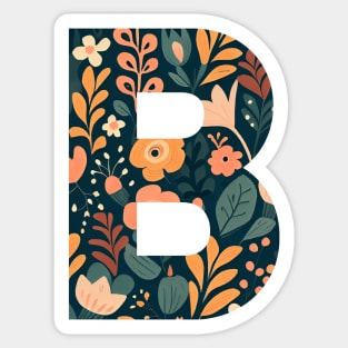 Whimsical Floral Letter B Sticker